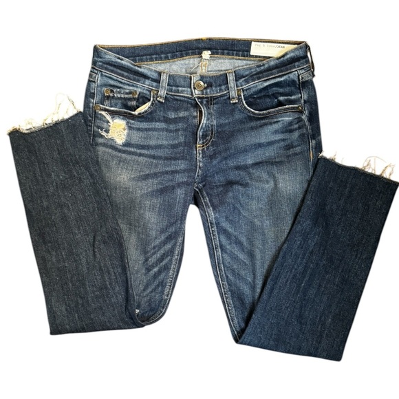 RAG & BONE Women's Mabel Distressed Raw Hem Boyfriend Cut Blue Jeans Size 26 EUC - Picture 11 of 17